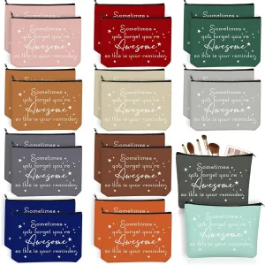 Sieral 24 Pcs Inspirational Makeup Bag Appreciation Nurse Gift for Women You're Awesome Cosmetic Bags Employee Motivational Gifts for Coworkers Teacher Mom Assistant Nurse (Classic Color)