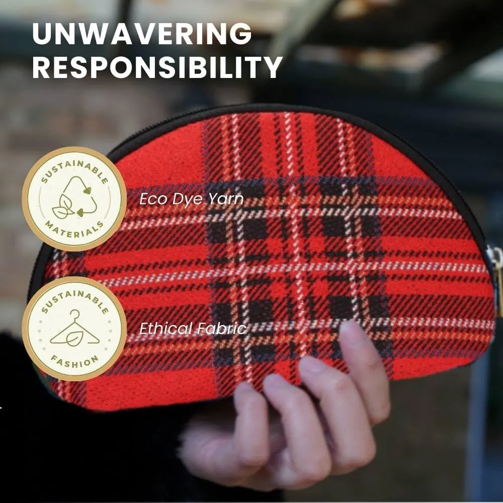 Signare Tapestry Cosmetic Bag Toiletry Makeup Bag for Women With Red Royal Stewart Tartan Design (COSM-RSTT)