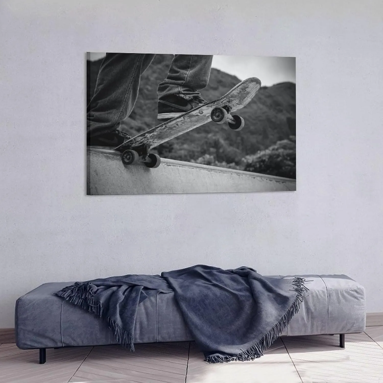 Skateboard Sport Skate Black White Room Aesthetics Posters Canvas Posters Bedroom Decoration Sports Office Decoration Gifts Wall Art Decoration Printing Posters 12x18inch(30x45cm)
