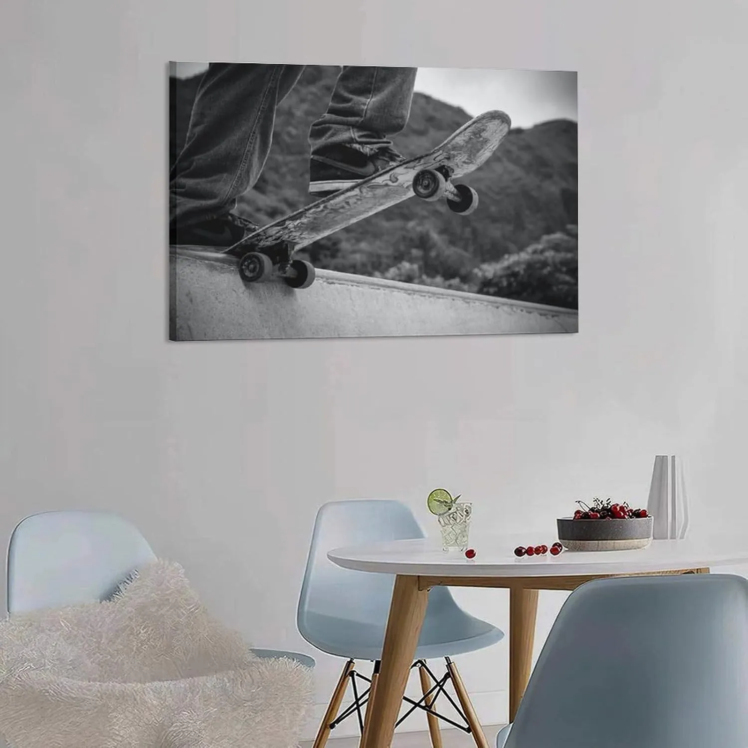 Skateboard Sport Skate Black White Room Aesthetics Posters Canvas Posters Bedroom Decoration Sports Office Decoration Gifts Wall Art Decoration Printing Posters 12x18inch(30x45cm)