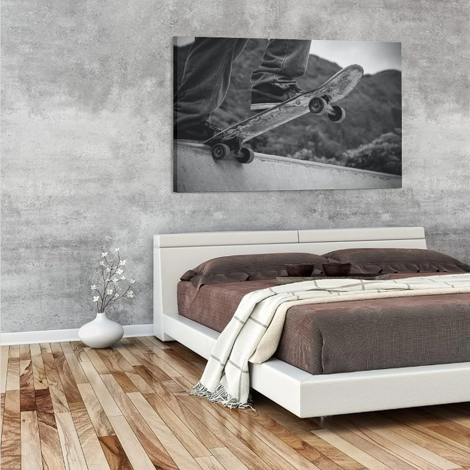Skateboard Sport Skate Black White Room Aesthetics Posters Canvas Posters Bedroom Decoration Sports Office Decoration Gifts Wall Art Decoration Printing Posters 12x18inch(30x45cm)