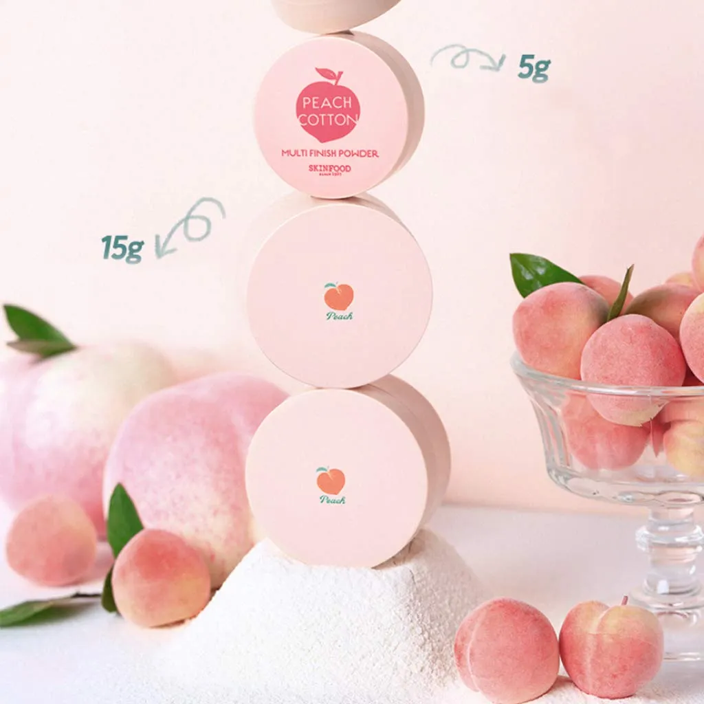 SKINFOOD Peach Cotton Multi Finish Powder 15g - Peach Extract & Calamin Powder Contained Sebum Control Silky Powder for Oily Skin, Sweet Peach Scent with Baby Skin