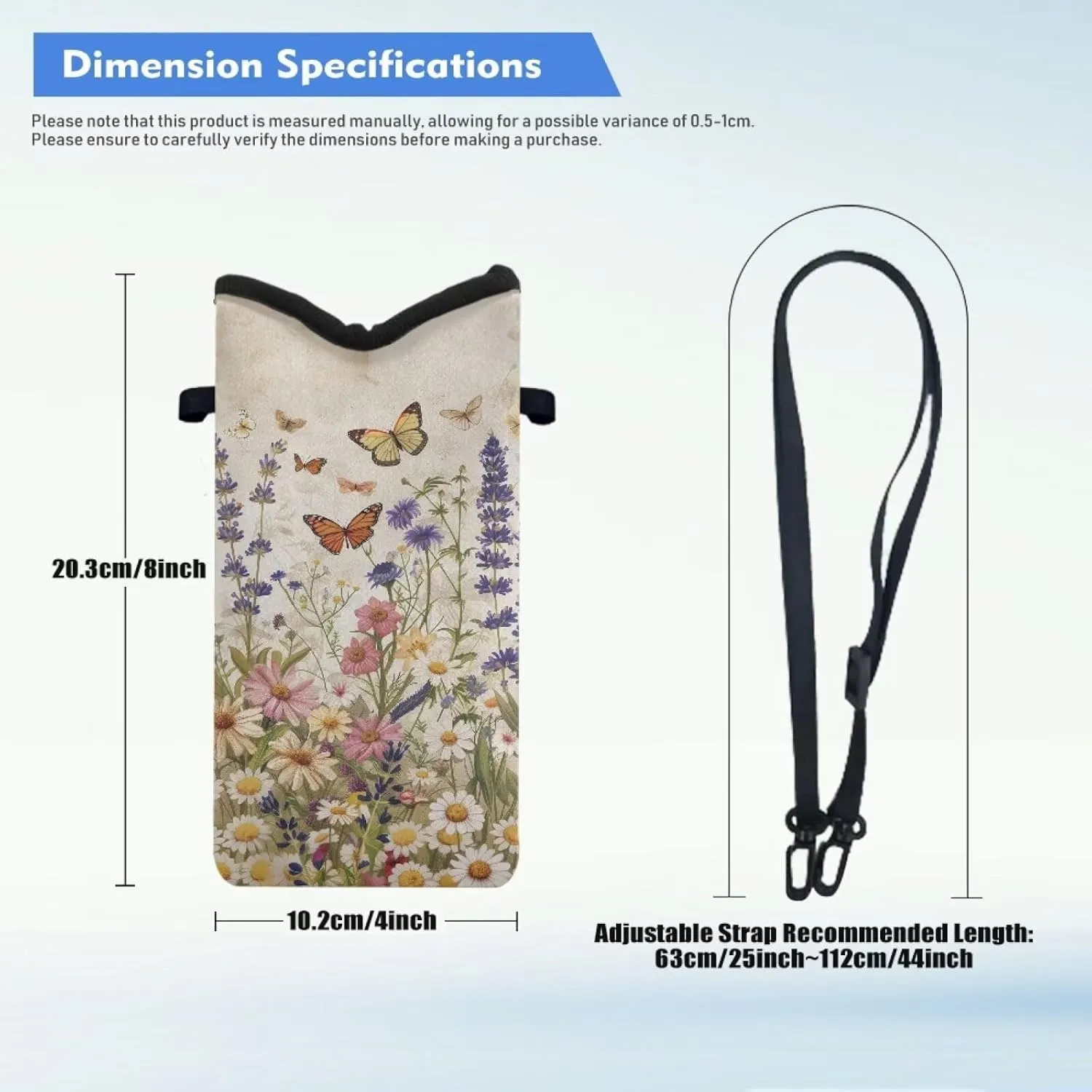 Small Crossbody Bag for Women Men Durable Cell Phone Bag Phone Case Phone Pouch Phone Protection Bag with Adjustable Strap Vacation Accessories, Vintage Daisy Lavender Butterfly Print