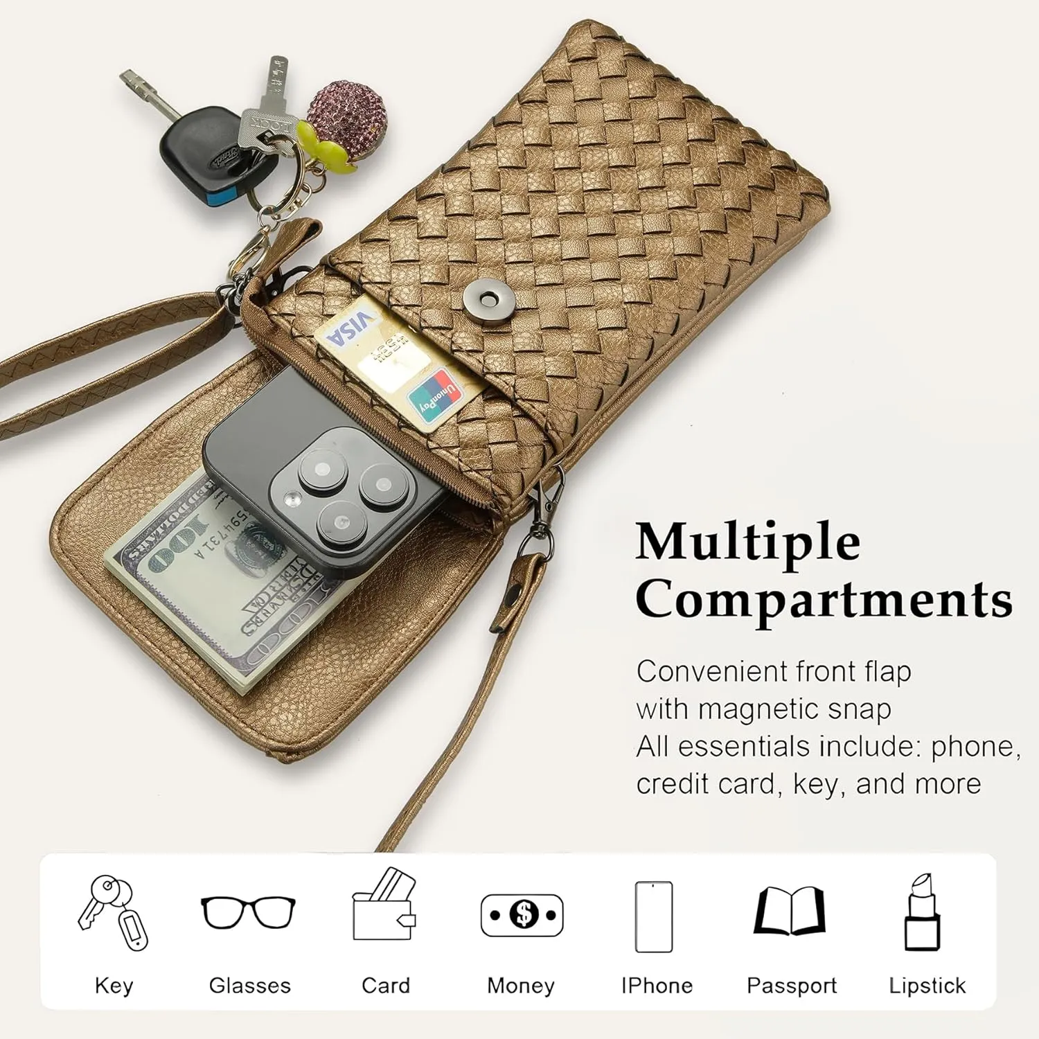 Small Crossbody Bags for Women Small Purses Woven Cell Phone Purse Travel Purse Wallet Phone Purses