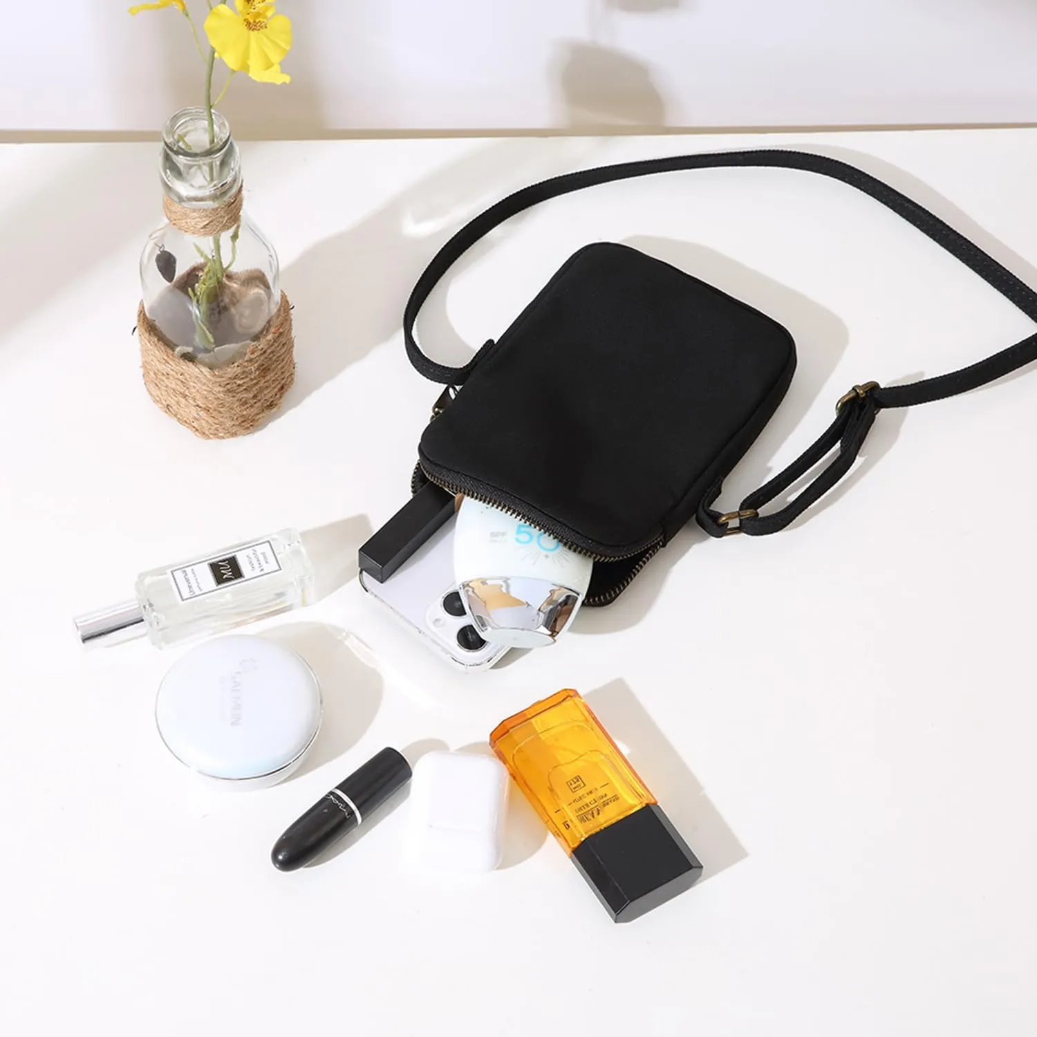 Small Crossbody Purse Zipper Cell Phone Bag Mini Shoulder Purse Wallet Smart Phone Wallet with Credit Card Solts