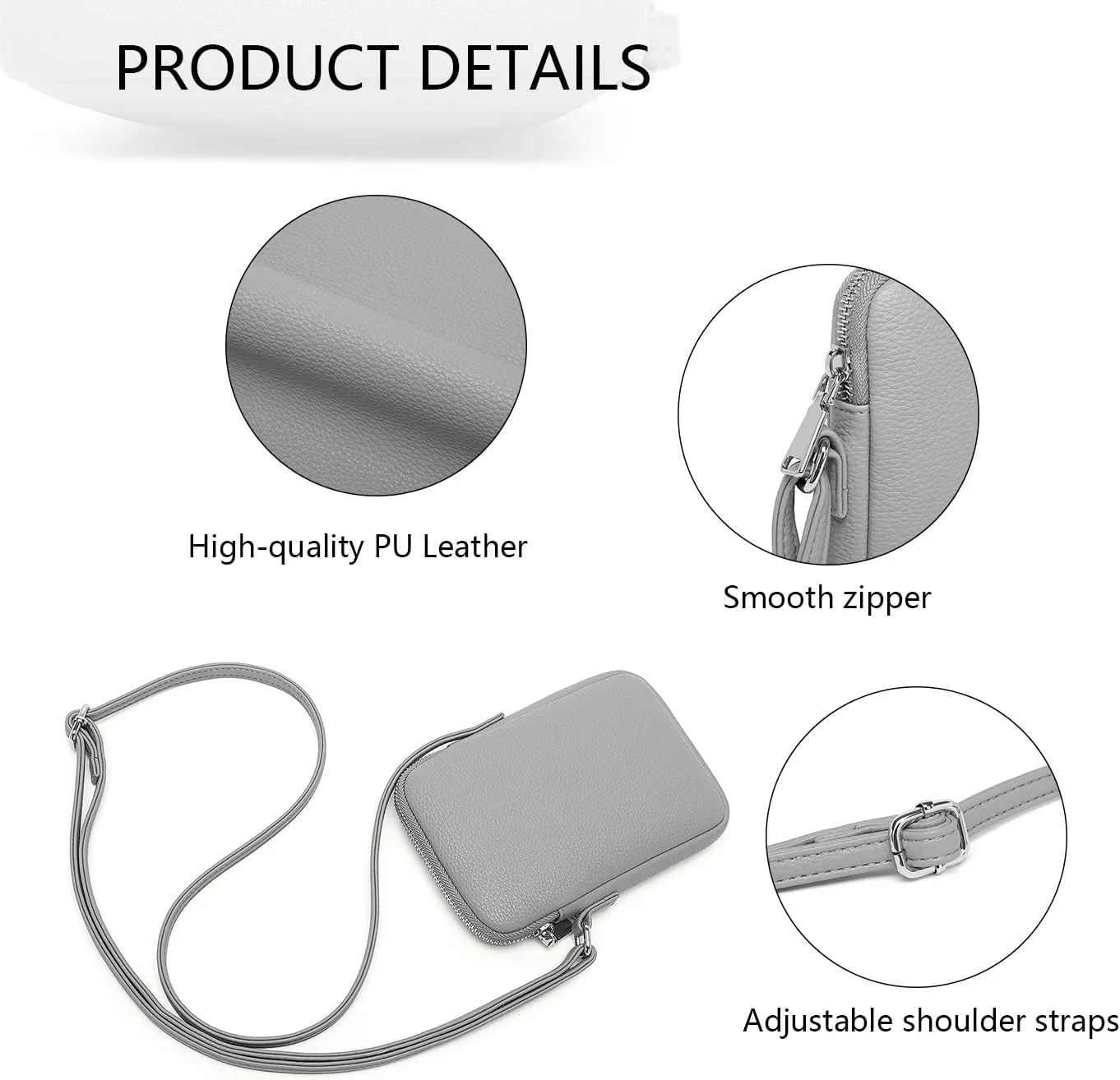 Small Crossbody Purse Zipper Cell Phone Bag Mini Shoulder Purse Wallet Smart Phone Wallet with Credit Card Solts