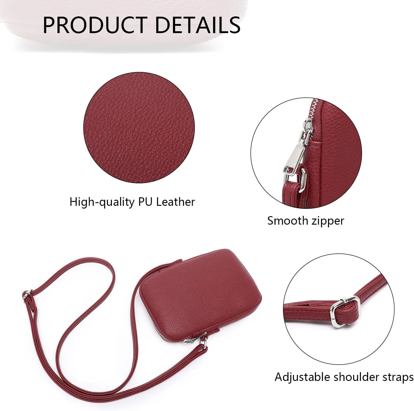 Small Crossbody Purse Zipper Cell Phone Bag Mini Shoulder Purse Wallet Smart Phone Wallet with Credit Card Solts