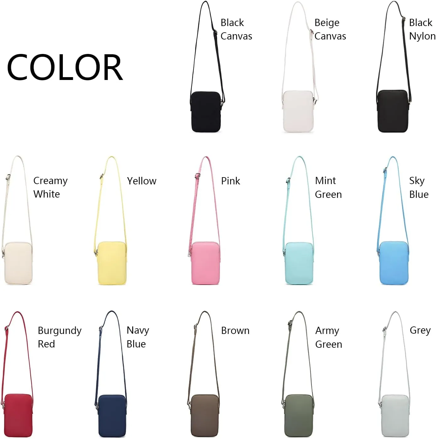 Small Crossbody Purse Zipper Cell Phone Bag Mini Shoulder Purse Wallet Smart Phone Wallet with Credit Card Solts