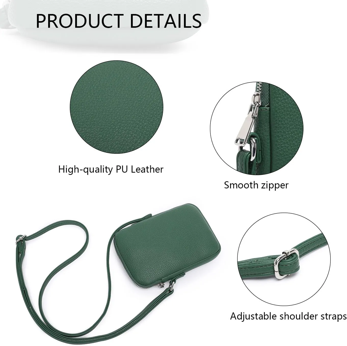 Small Crossbody Purse Zipper Cell Phone Bag Mini Shoulder Purse Wallet Smart Phone Wallet with Credit Card Solts