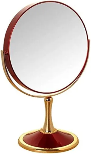 Small Mirror Dressing Mirror Cosmetic Mirror,Metal Rhinestone Desktop Double-Sided Portable Full Rotation 5X Magnifying HD Vanity Mirror for Cosmetic Skin Care Shaving and Traveling Makeup m