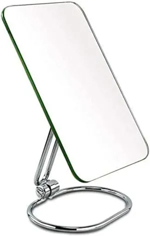 Small Mirror Makeup Vanity Mirror, Desktop 3X Magnification Beauty Mirror Cosmetic Mirror Bathroom Mirror Stainless Steel,Silver_21cm*15cm, Bathroom Makeup Mirror (Color : Silver, Size : 2