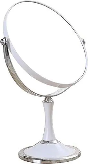 Small Mirror Makeup Vanity Mirror, Desktop Two-Sided Beauty Mirror 3X Magnification Cosmetic Mirror 360° Swivel Bathroom Mirror Portable Makeup Mirror (Color : White, Size : 6inch)