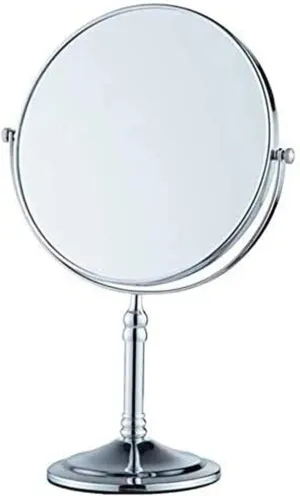 Small Mirror Makeup Vanity Mirror,Desktop Two-Sided Beauty Mirror 3X Magnification Cosmetic Mirror 360° Swivel Bathroom Mirror Portable Makeup Mirror (Color : Silver, Size : 8inch)