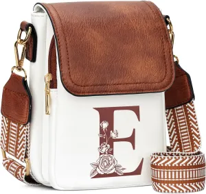Small Personalized Initial Crossbody Bag for Women Cell Phone Leather Purse Wallet Birthday Gift