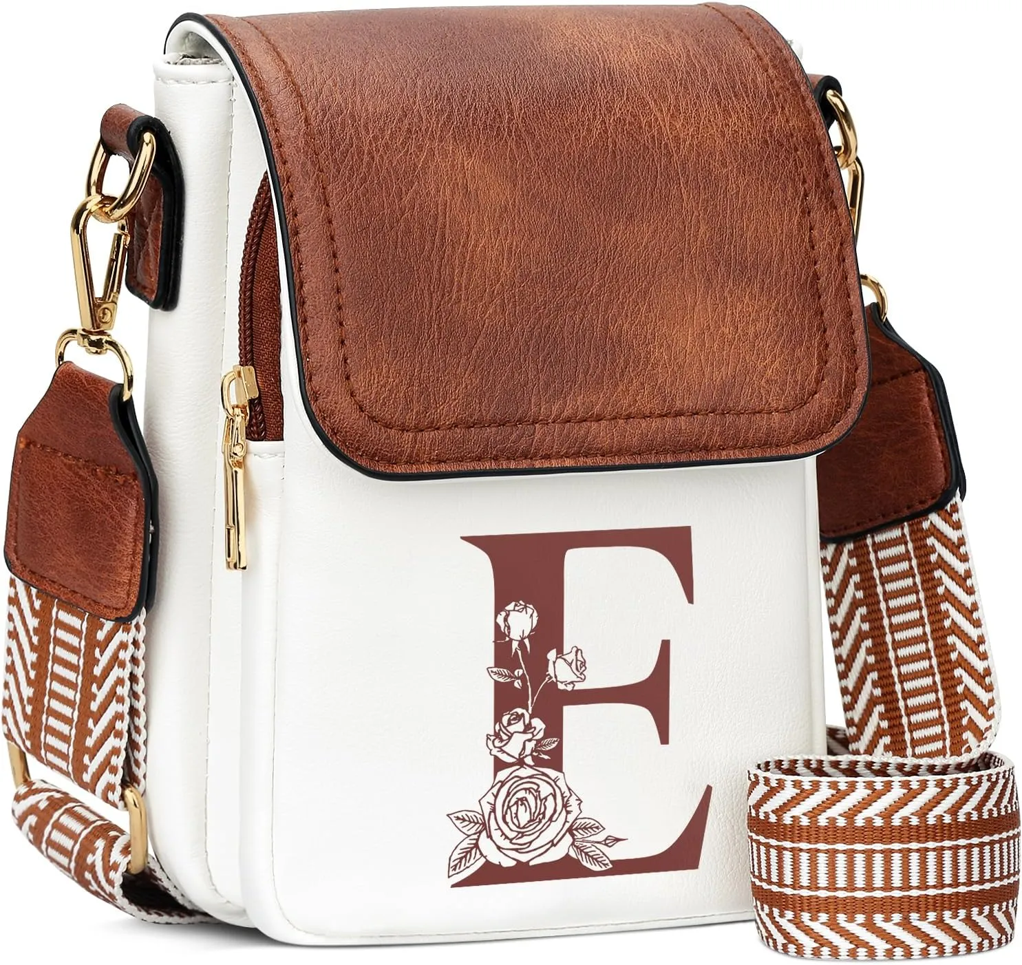 Small Personalized Initial Crossbody Bag for Women Cell Phone Leather Purse Wallet Birthday Gift