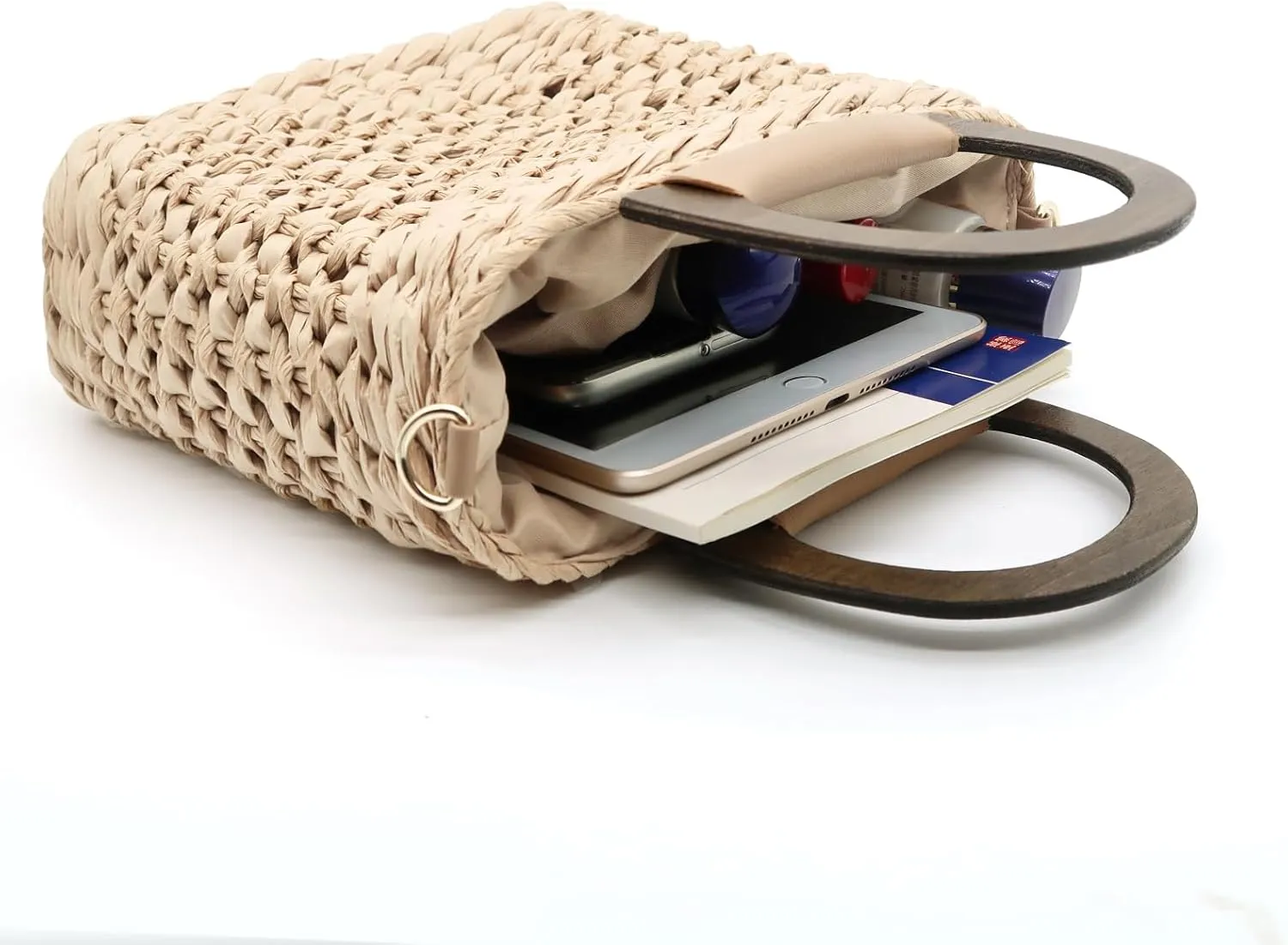 Small Straw Tote Bag for Women,Summer Beach Crossbody Shoulder Handbag,Hand-woven Rattan Clutch Purse for Vacation