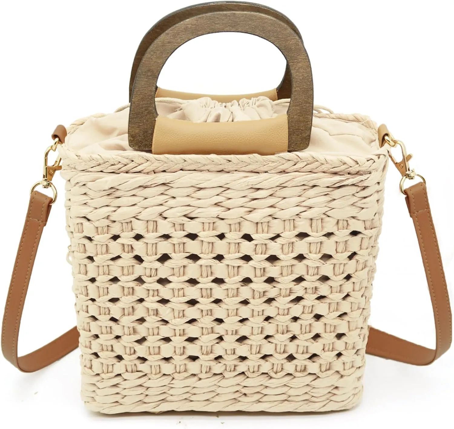 Small Straw Tote Bag for Women,Summer Beach Crossbody Shoulder Handbag,Hand-woven Rattan Clutch Purse for Vacation
