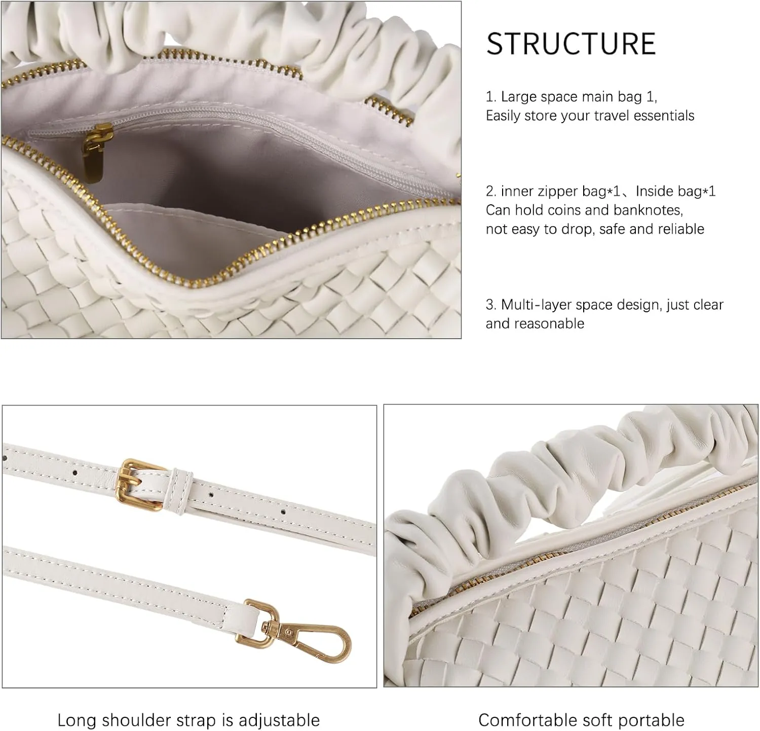 Small Woven Purses, Designer Crossbody Bags for Women Vegan Leather Bags Evening Woven Handbag Clutch