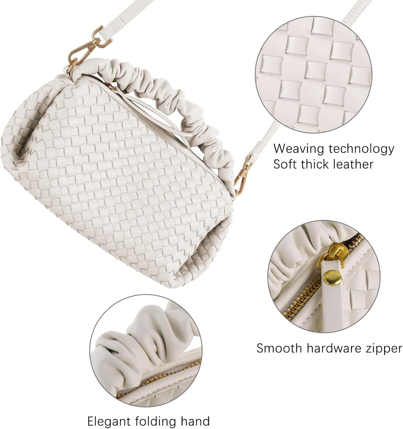 Small Woven Purses, Designer Crossbody Bags for Women Vegan Leather Bags Evening Woven Handbag Clutch