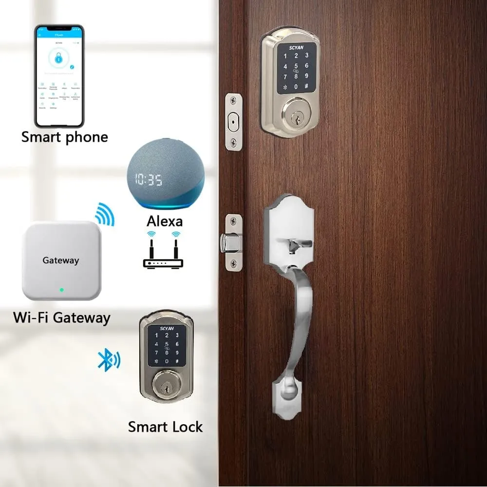 Smart Deadbolt Lock, SCYAN D1 Deadbolt with Touchscreen Keypad, Keyless Entry Door Lock, Auto Locking, for Home, Airbnb, Rental House (Nickel)