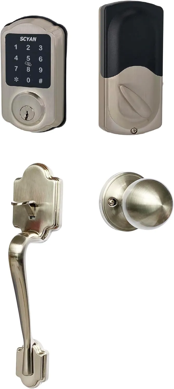 Smart Deadbolt Lock, SCYAN D1 Deadbolt with Touchscreen Keypad, Keyless Entry Door Lock, Auto Locking, for Home, Airbnb, Rental House (Nickel)