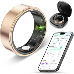 Smart Ring Health Tracker for Men Women with Charging case - IP68 Waterproof Fitness Ring with Sleep Tracker/Heart Rate/Blood Oxygen/Steps/Distance/Calories,Air Gestures,No Subscription