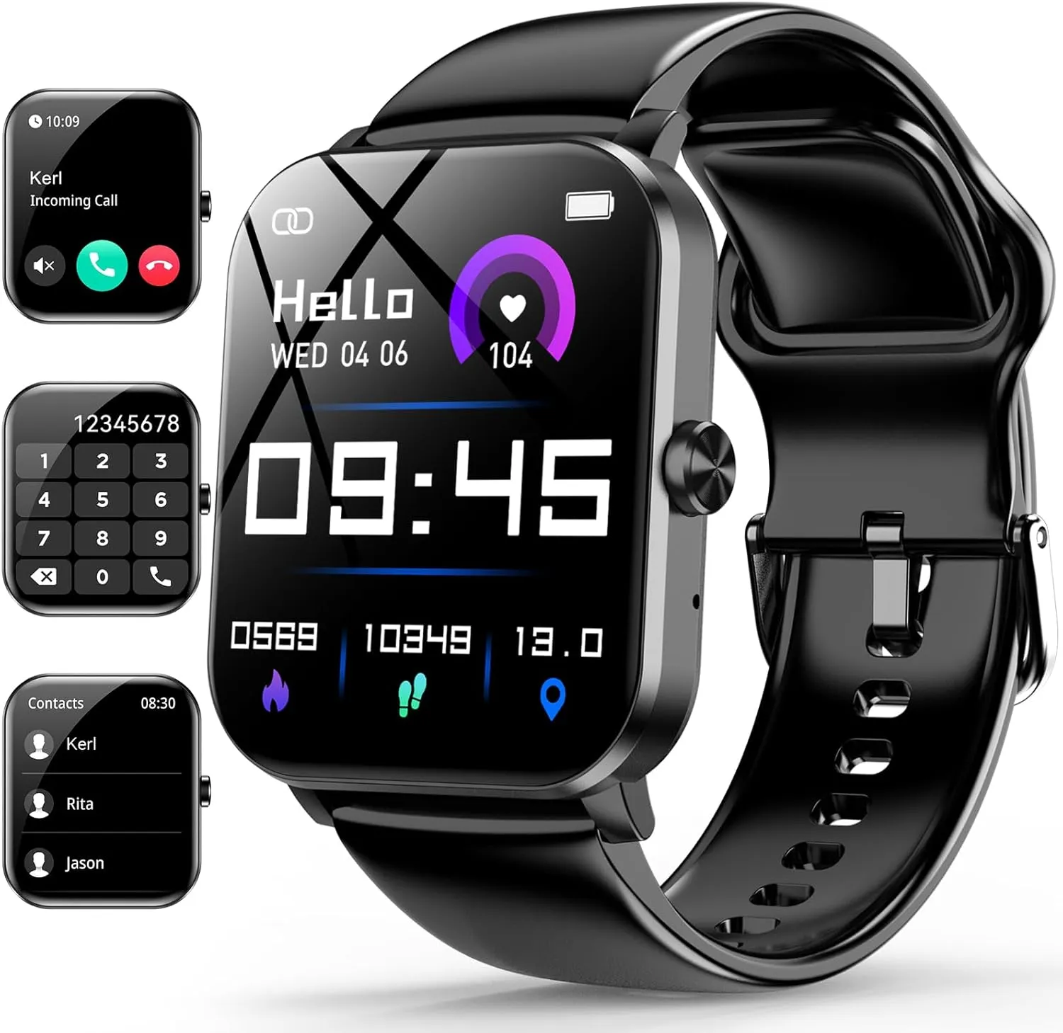 Smart Watch, 1.85" Smartwatch for Men Women (Answer/Make Call), Heart Rate, Sleep Monitor, Pedometer, 120  Sport Modes Activity Tracker, IP68 Waterproof Fitness Watch for Android iOS (Black)