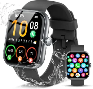 Smart Watch for Men Women, 1.96" Fitness Tracker Running Watch (Answer/Make Call), IP68 Waterproof, Pedometer, Sleep/Step/Heart Rate Monitor/Activity, 110  Sport Modes Smartwatch for Adroid iOS Phone