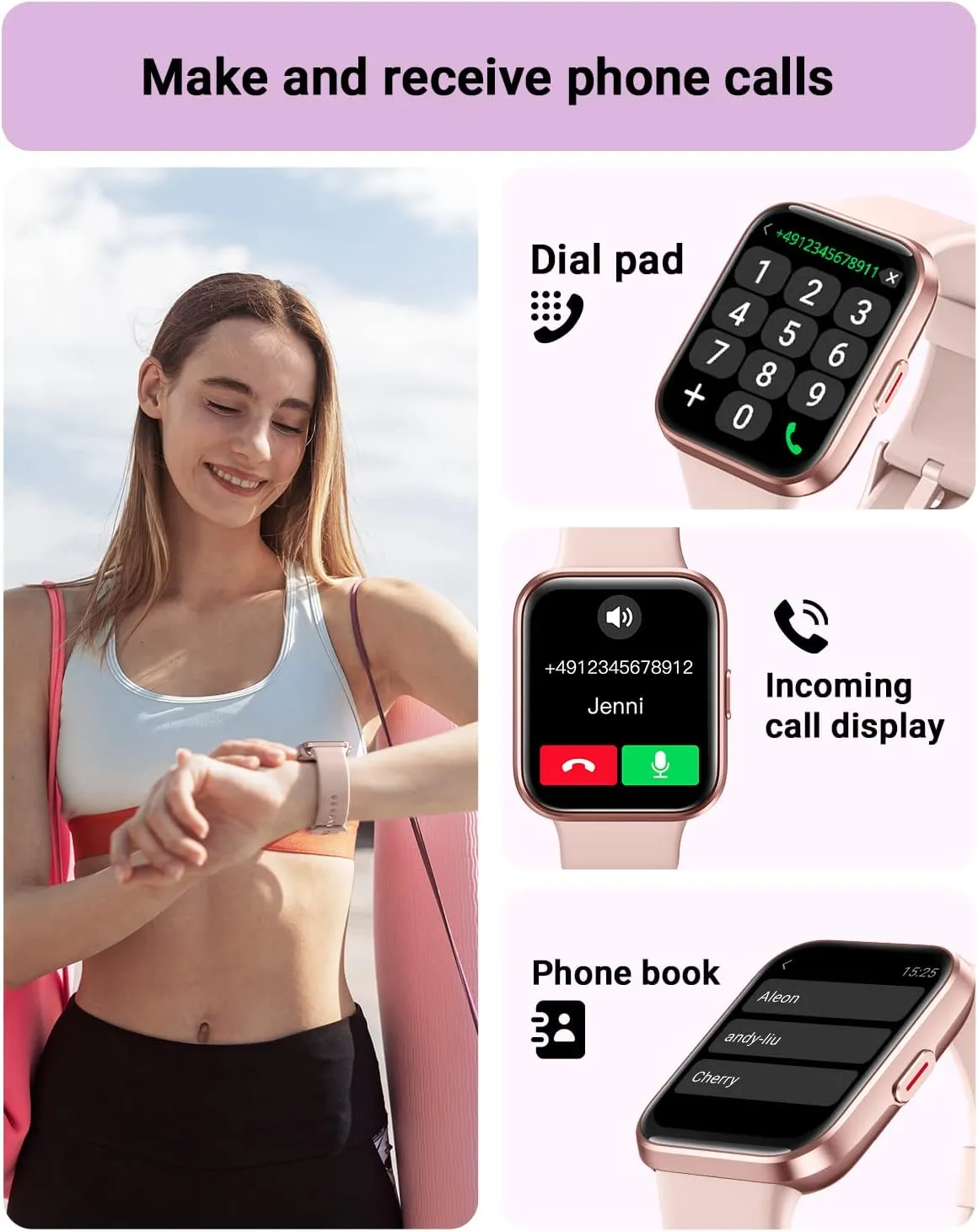 Smart Watch for Women Android & iPhone, Alexa Built-in, 1.8" Touch Screen Fitness Tracker with Answer/Make Calls, IP68 Waterproof Heart Rate/Sleep/SpO2 Monitor, Pedometer, 100  Sport Modes
