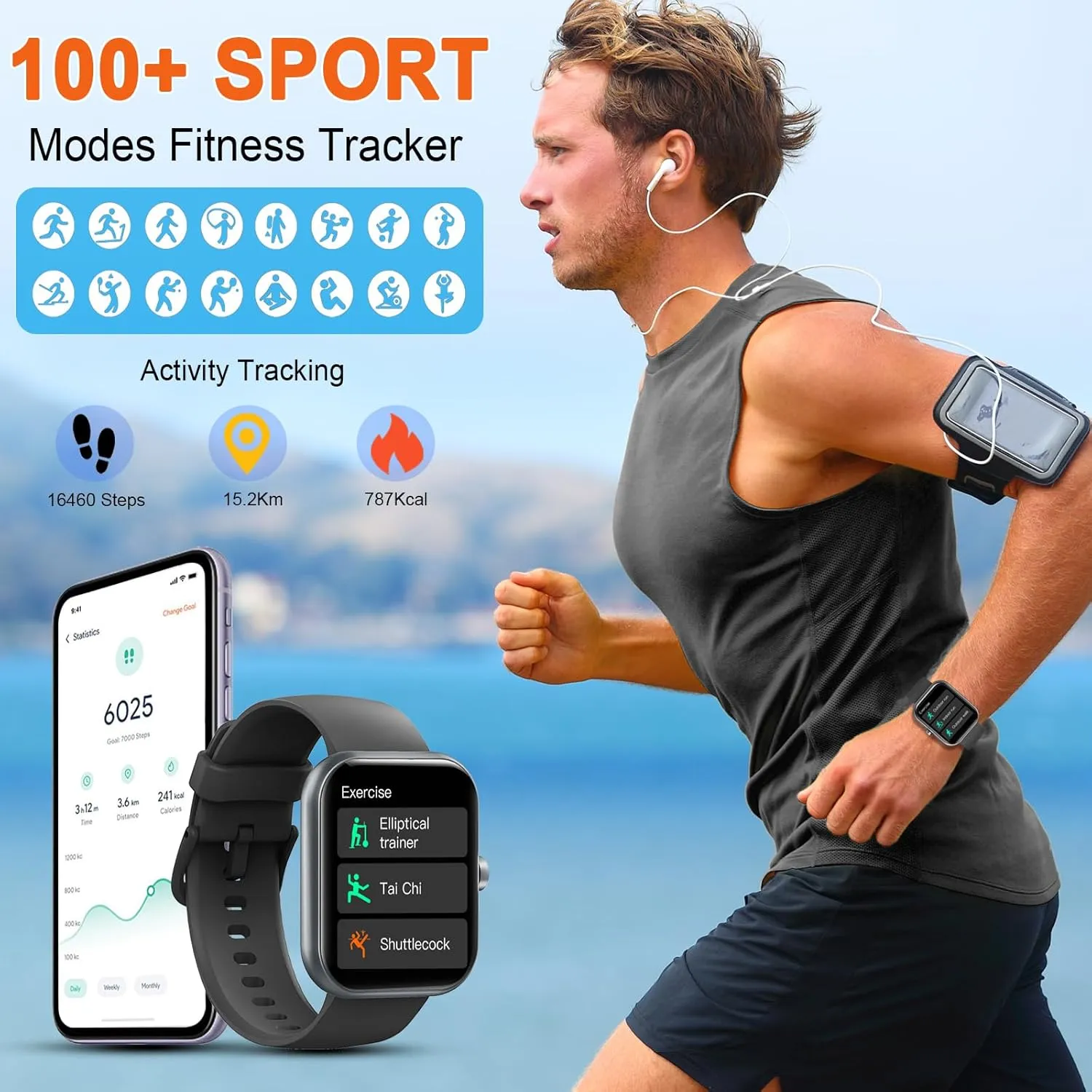 Smart Watch(Answer/Make Calls), 1.91" Smartwatches for Men Women, Fitness Tracker with 110  Sport Modes, IP68 Waterproof, Heart Rate/Sleep/Spo2 Monitor, Pedometer, Activity Tracker for Android iOS