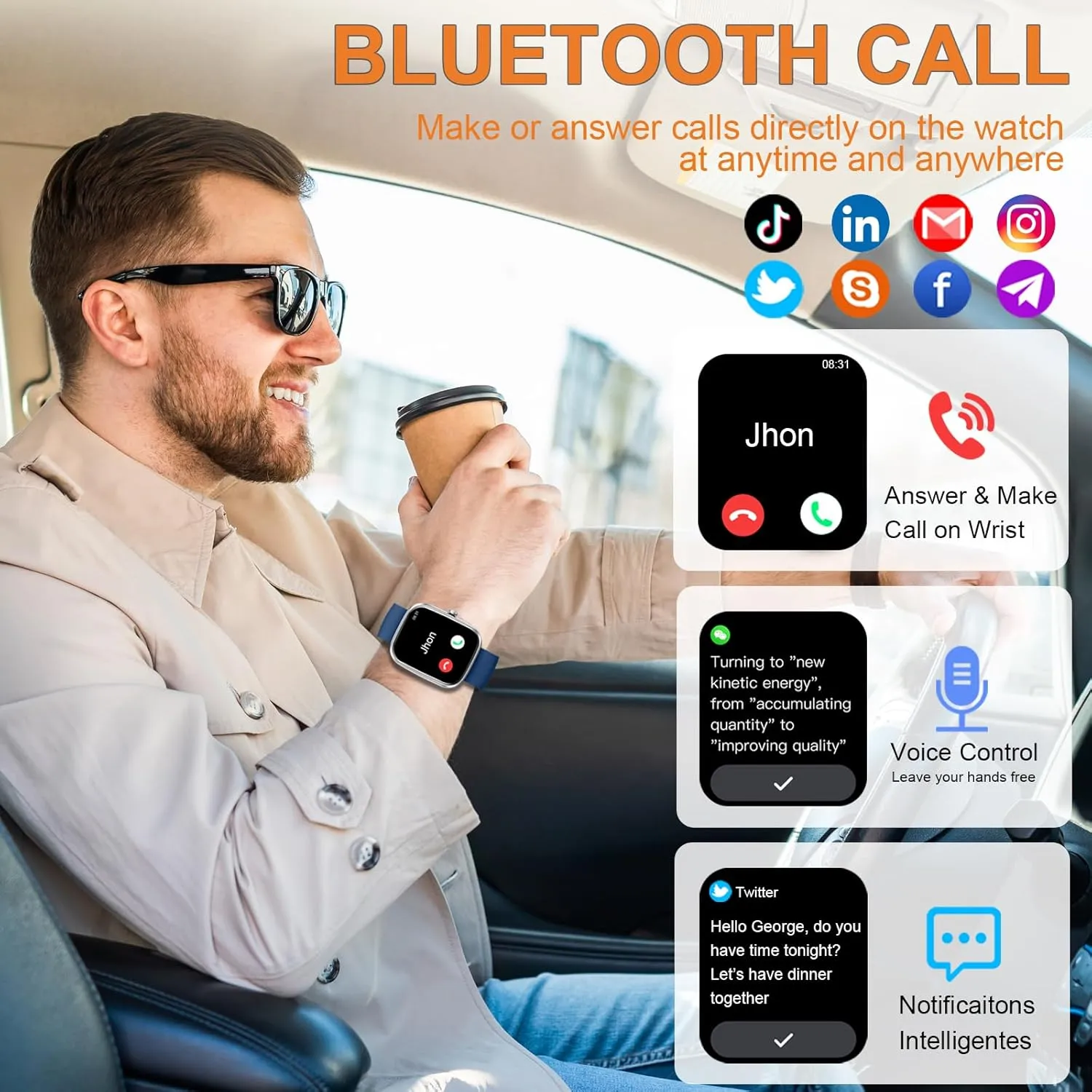 Smart Watch(Answer/Make Calls), 1.91" Smartwatches for Men Women, Fitness Tracker with 110  Sport Modes, IP68 Waterproof, Heart Rate/Sleep/Spo2 Monitor, Pedometer, Activity Tracker for Android iOS