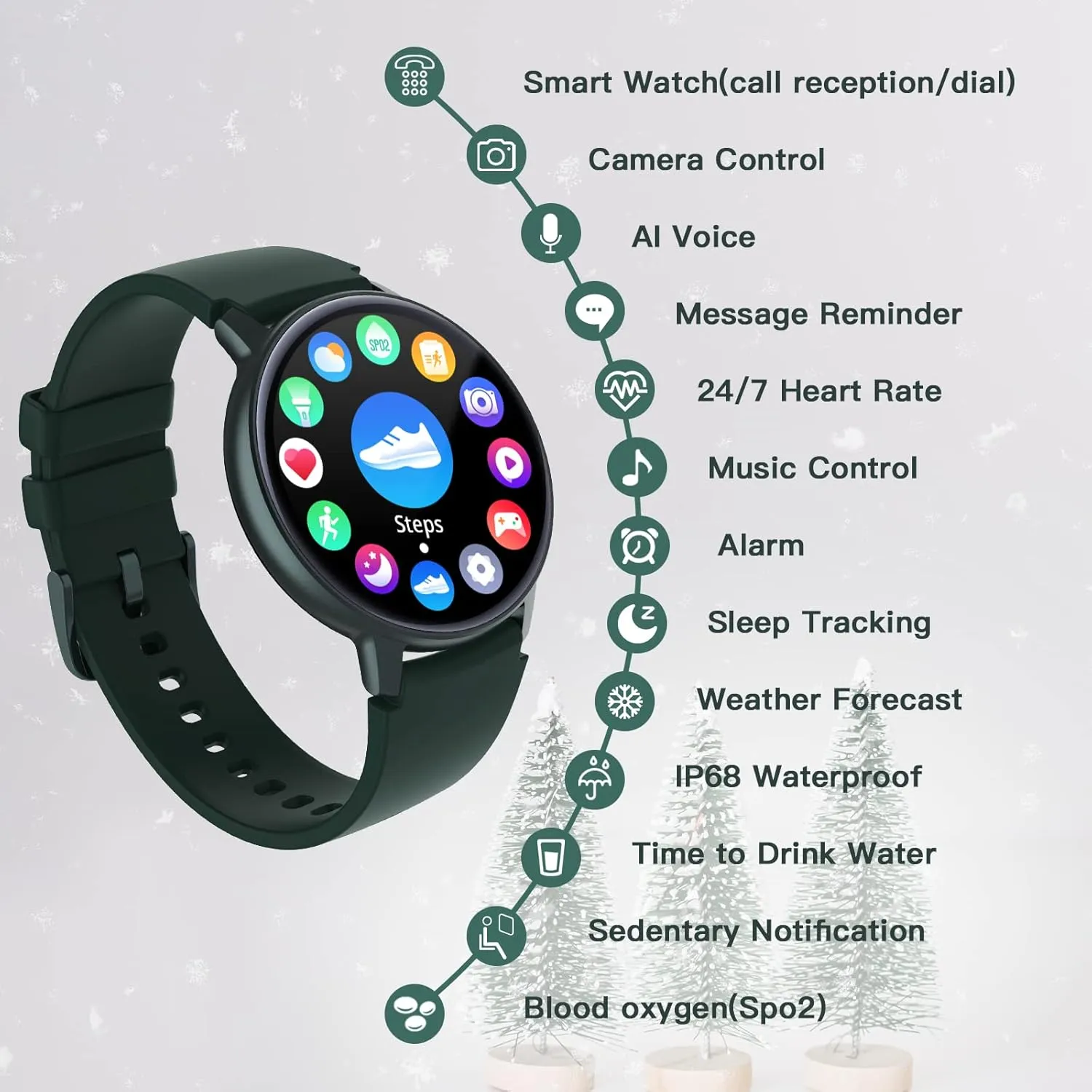 Smart Watches for Men Women with Answer/Make Calls, 1.3" AMOLED Smartwatch for Android/iOS Phones, IP68 Waterproof Fitness Watch with Heart Rate/Blood Oxygen/Sleep Monitor