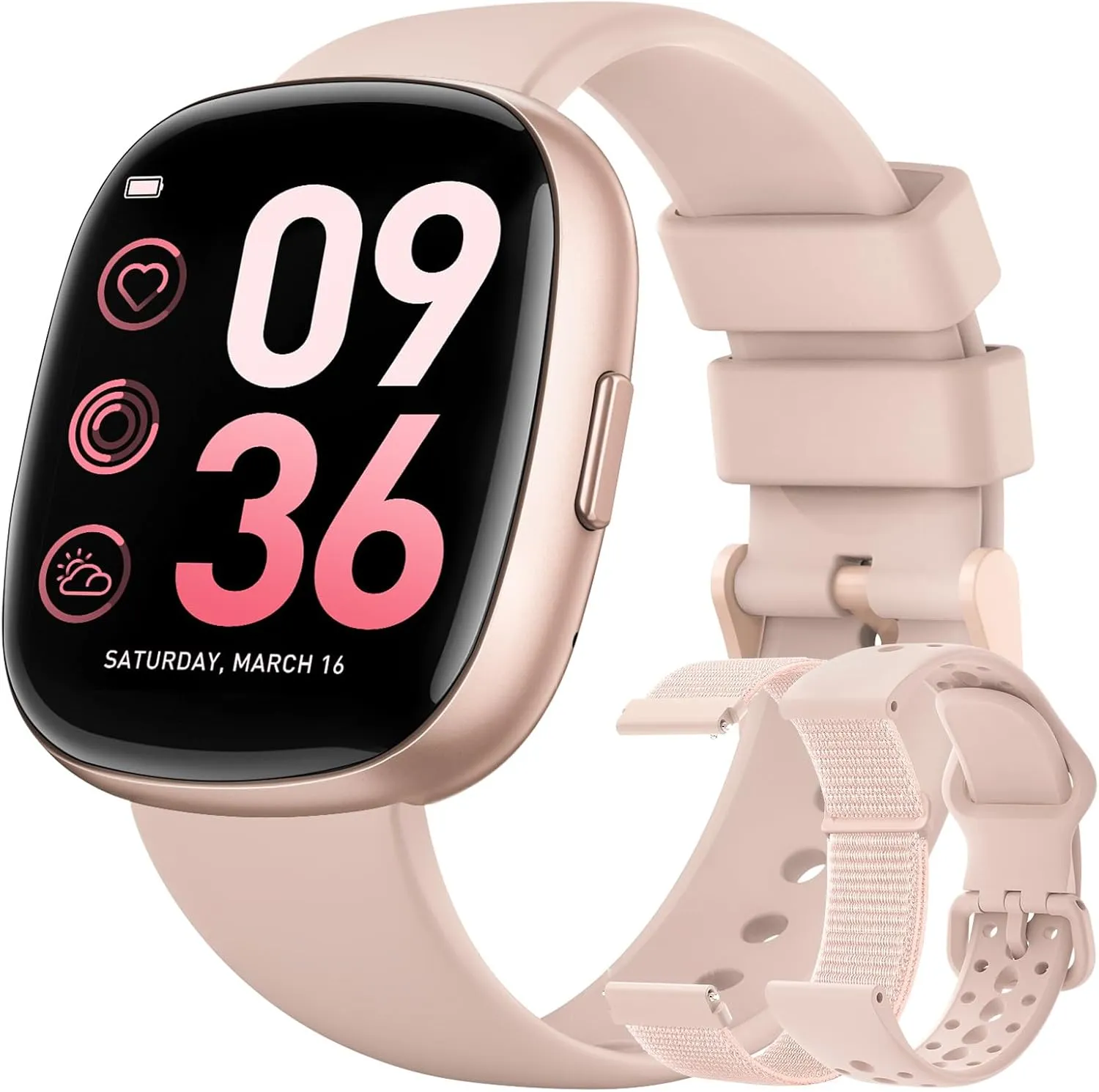 Smart Watches for Women Men with Call: Fitness Trackers with 24-Hour Heart Rate SpO2 Sleep Monitor 5ATM Waterproof 120  Sport Mode Watches for Women gift Compatible with iPhone Android Phones(3 Bands)