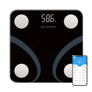 Smart Weight Scale, Monitors 12 Body Metrics Including BMI and Body Fat with Smart Phone APP, 396 Lbs, Black