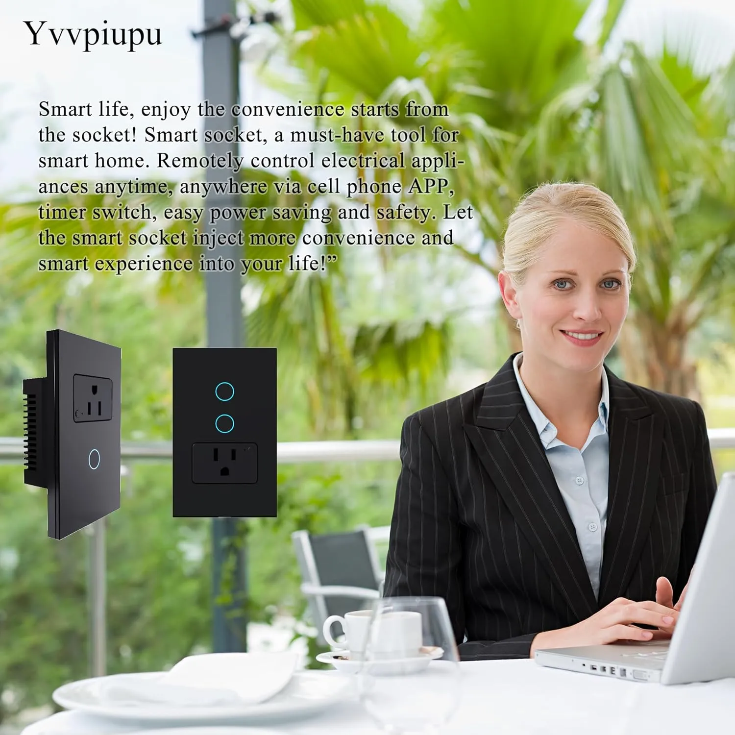 Smart WiFi Light Switch, No Hub Required, Compatible with Alexa and Google Assistant, Single Pole, White (Black-one), ky-861 2