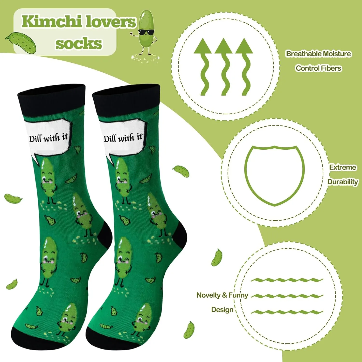 Soaoo Funny Pickle Lovers Birthday Gifts Just a Girl Who Loves Pickles Makeup Bag 12 oz Stainless Steel Tumbler Sock Present Box Mother Day Birthday Gift for Her(Green and Black)
