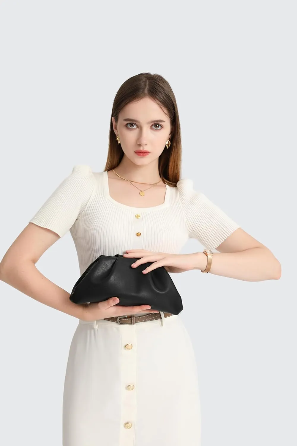 Soft PU Leather Clutch Purses for Women Formal Elegant Luxurious Evening Bag
