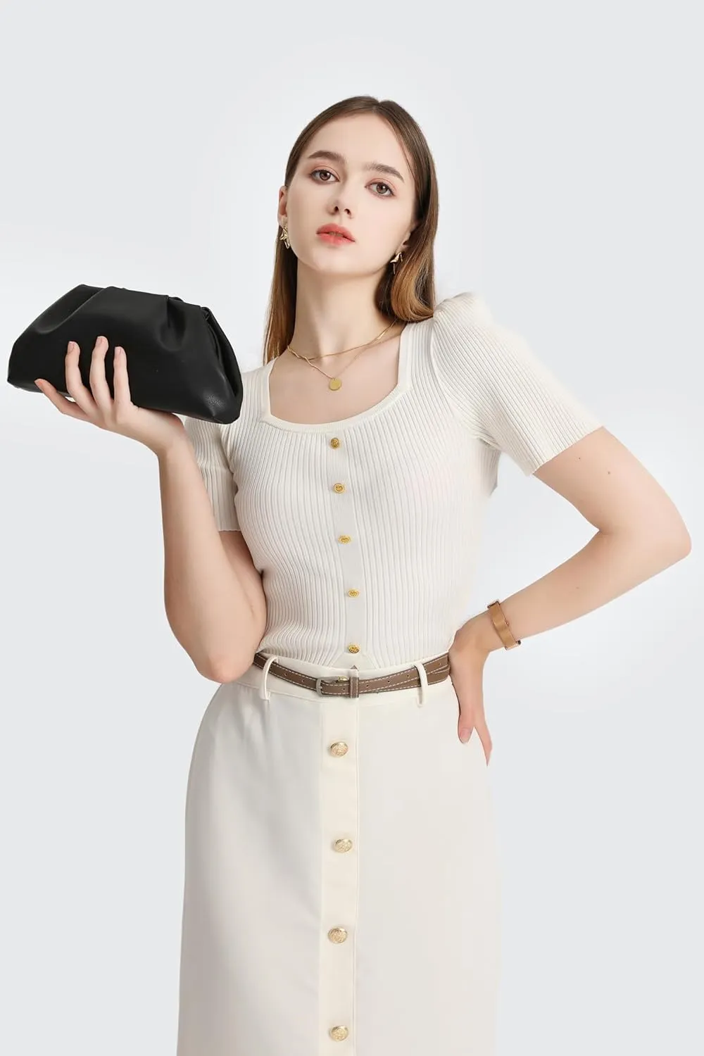 Soft PU Leather Clutch Purses for Women Formal Elegant Luxurious Evening Bag