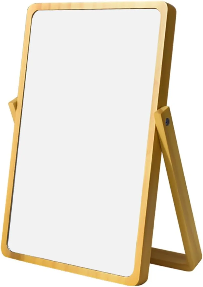 SOIMISS Chic Light Yellow Makeup Mirror Desktop Cosmetics Mirror with Smooth High Definition Surface for Female Home Decor Present for Beauty Enthusiasts