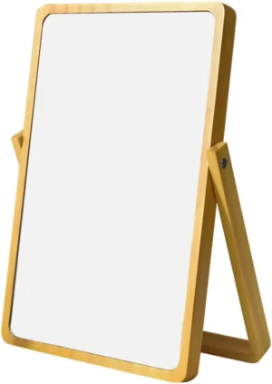 SOIMISS Chic Light Yellow Makeup Mirror Desktop Cosmetics Mirror with Smooth High Definition Surface for Female Home Decor Present for Beauty Enthusiasts