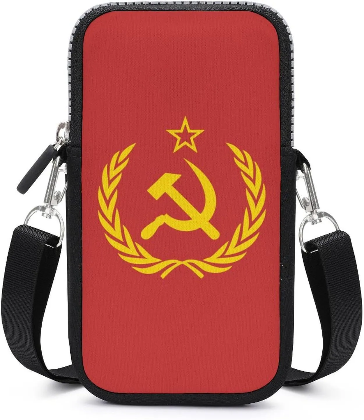 Soviet Union CCCP USSR Emblem Red Small Cell Phone Purse Crossbody Waterproof Mini Bag Wallet with Adjustable Strap