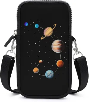 Space Solar System Women Crossbody Phone Purse Adjustable Strap Cell Phone Shoulder Bag Small Belt Bag
