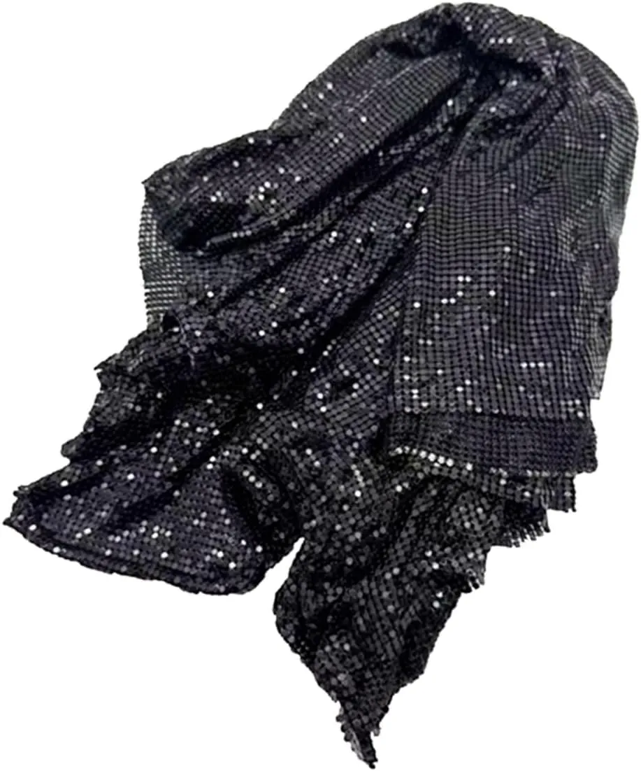 Sparkly Metal Mesh Fabric, 45 x 150 cm, Chainmail Jewelry Dress Craft Bag Making (Black)