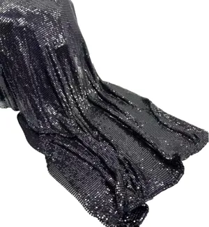 Sparkly Metal Mesh Fabric, 45 x 150 cm, Chainmail Jewelry Dress Craft Bag Making (Black)