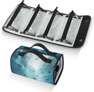 Spectacular Underwater Toiletry Bag Water Proof Travel Makeup Case Large Capacity 4 in 1 Foldable Cosmetics Storage for Women Men Removable Zipper Clear PVC Pockets