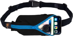 SPIbelt Original Pocket Running Belt for Women Men, Phone Holder for Running, Running Fanny Pack, Holder for Phone, Running Waist Pack, Expandable, Adjustable. Black with Turquoise Zipper
