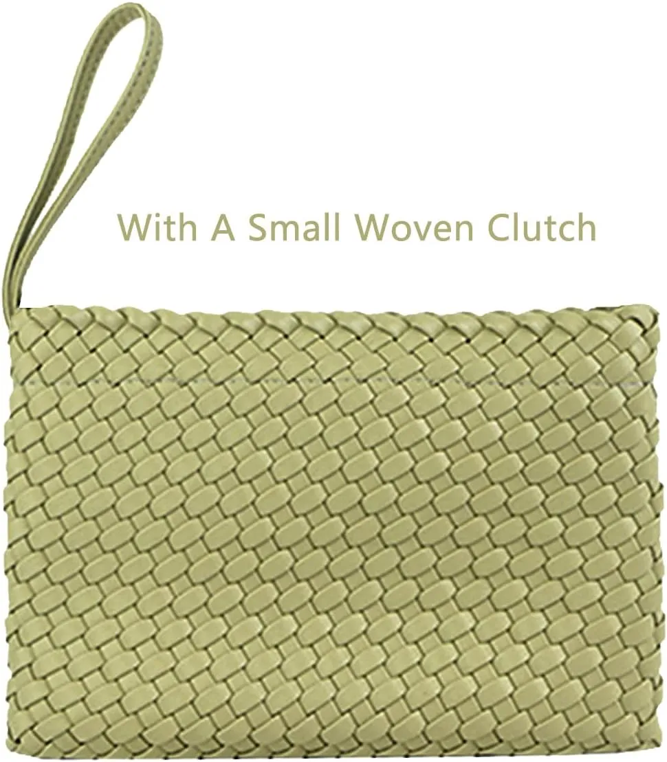 SporGenius Woven Tote Beach Bag with Small Handmade Purse, Large Summer Travel Handbags and Purses
