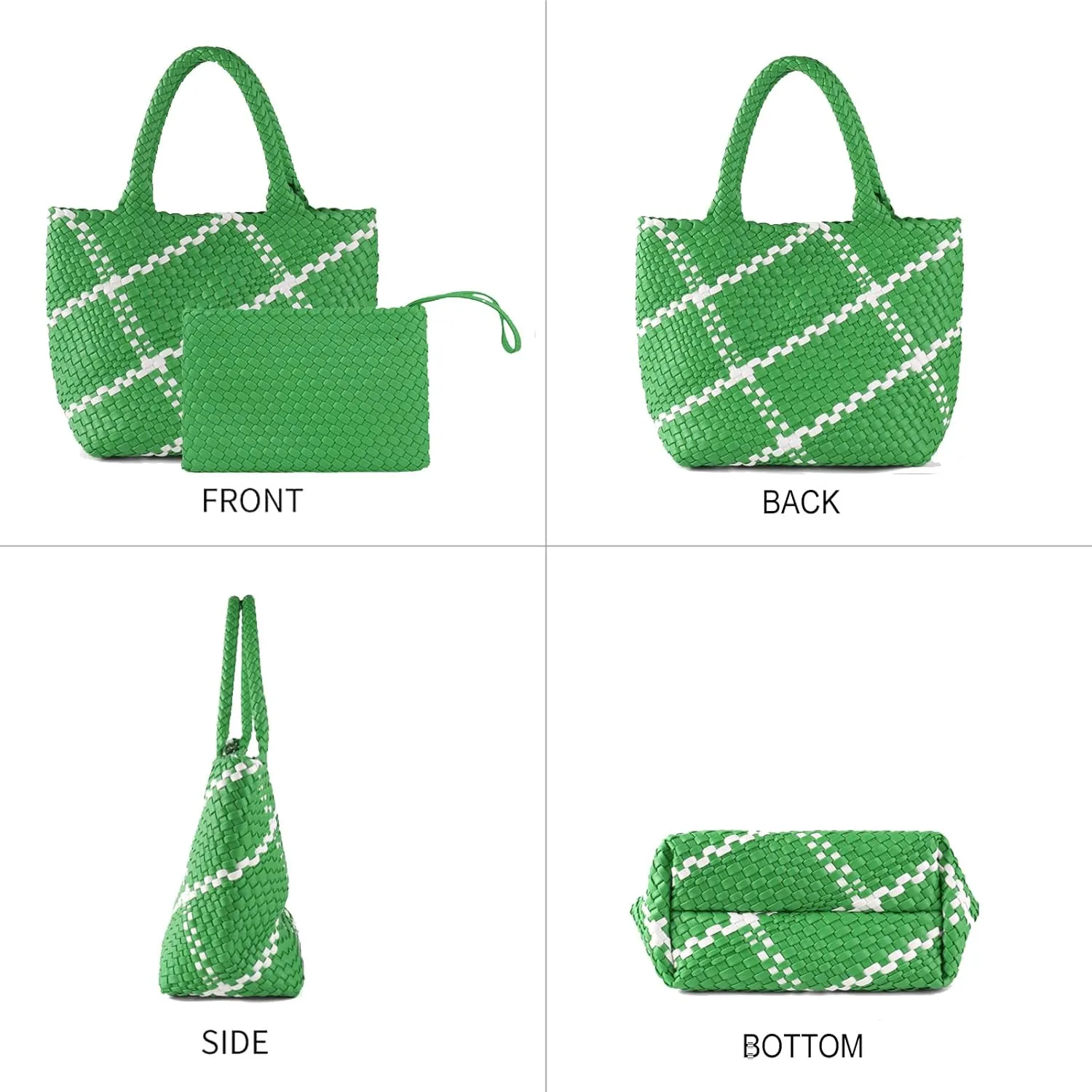 SporGenius Woven Tote Beach Bag with Small Handmade Purse, Large Summer Travel Handbags and Purses