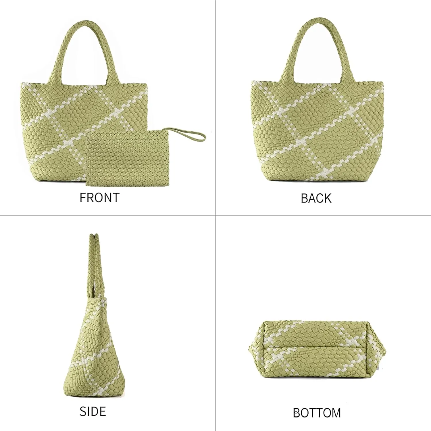 SporGenius Woven Tote Beach Bag with Small Handmade Purse, Large Summer Travel Handbags and Purses