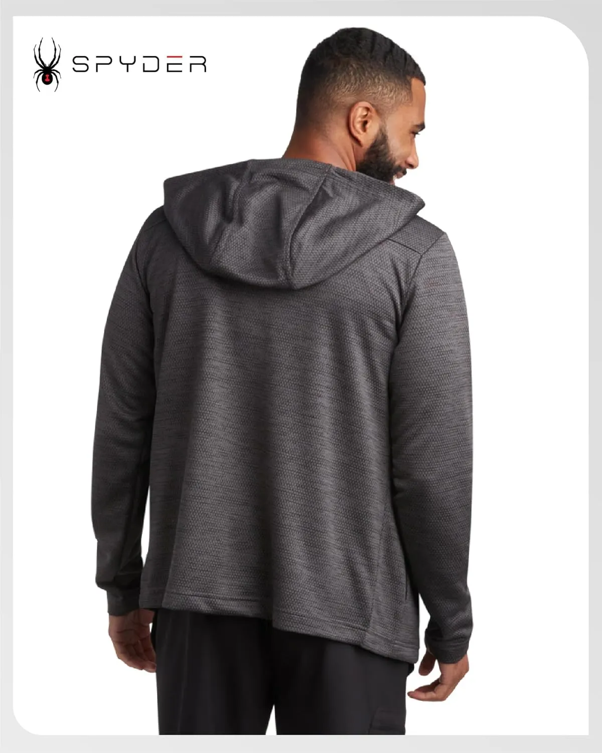 Spyder Men's Active Fleece Hoodie - Performance Mesh Fleece Full Zip Up Sweatshirt with Secure Zip Pockets (Sizes: S-XXL)